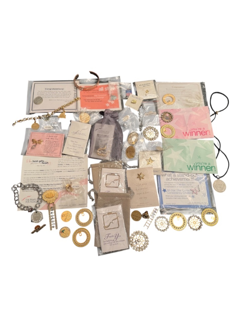 Mary Kay Bundle of Jewelry Pins Pin Enhancers Charms Bookmarks Assorted Lot